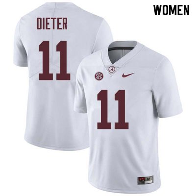 NCAA Women's Alabama Crimson Tide #11 Gehrig Dieter Stitched College Nike Authentic White Football Jersey WB17B34VN